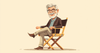 George Lucas Sitting in a Directors Chair