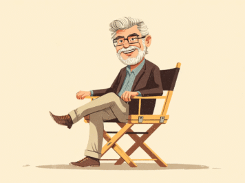 George Lucas Sitting in a Directors Chair
