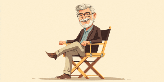 George Lucas Sitting in a Directors Chair